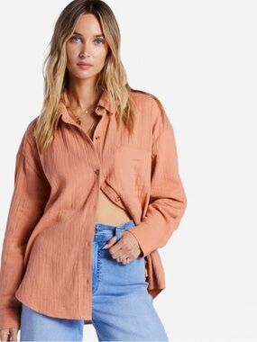 Billabong Oversized Gauzy Button Down Shirt